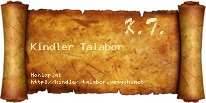 Kindler Talabor névjegykártya